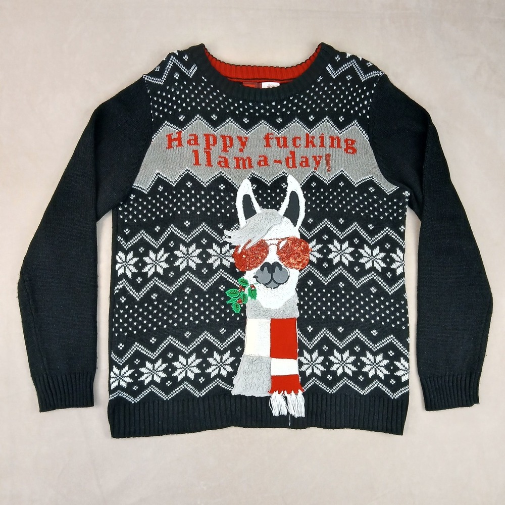 Spencers Large Mens Sweater‎ Ugly Xmas Llama Day 21x26 Fits A Small